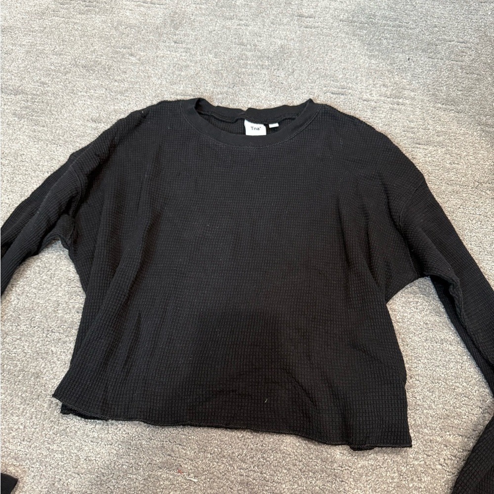 TNA Black Waffle Knit Long Sleeve
